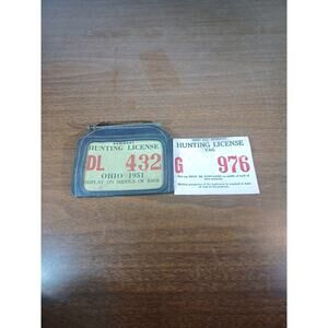 Vintage 1951 Ohio Hunting License And Holder Trappers License
